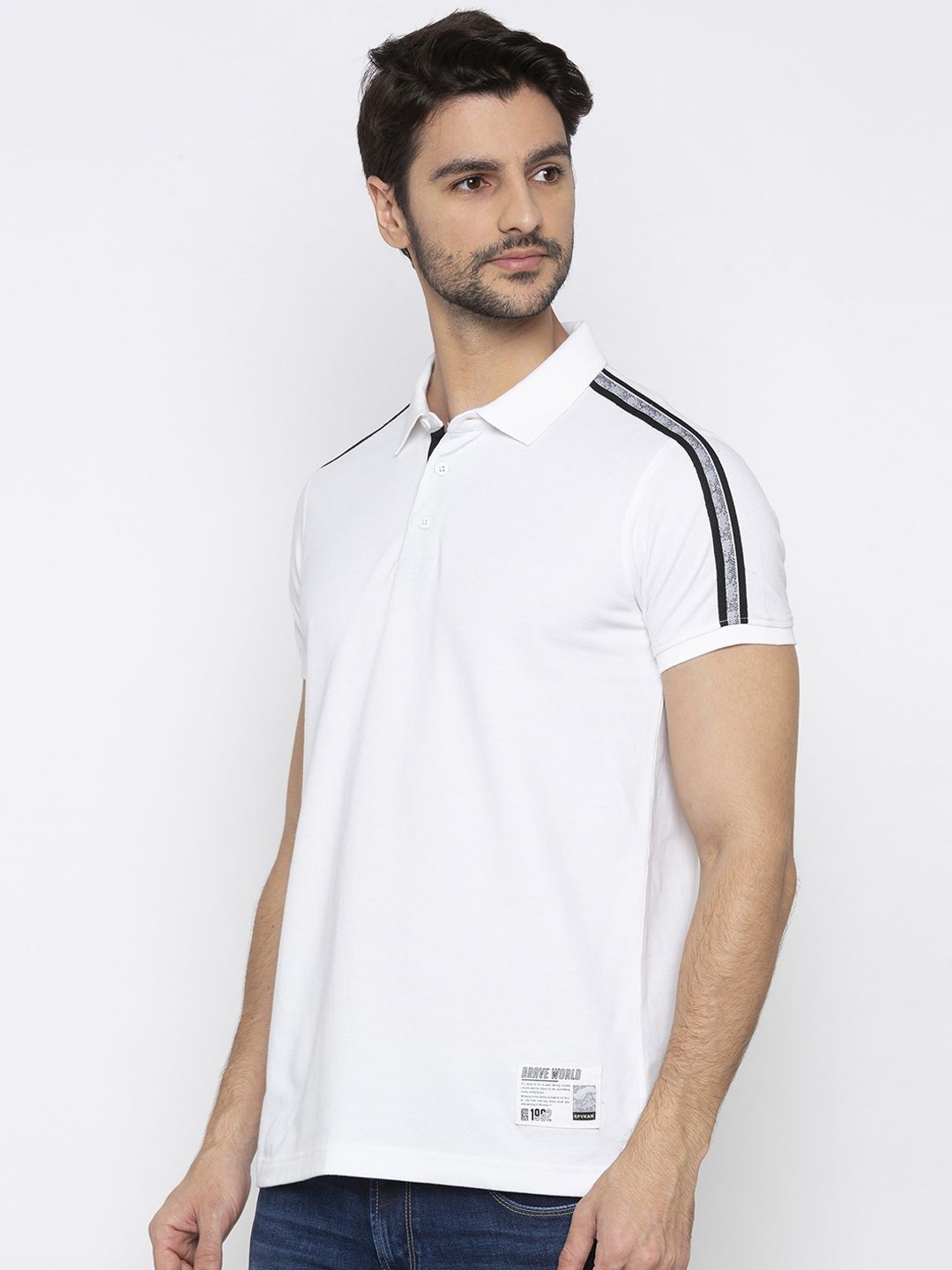 SPYKAR Men White Solid Polo Collar T-shirt
