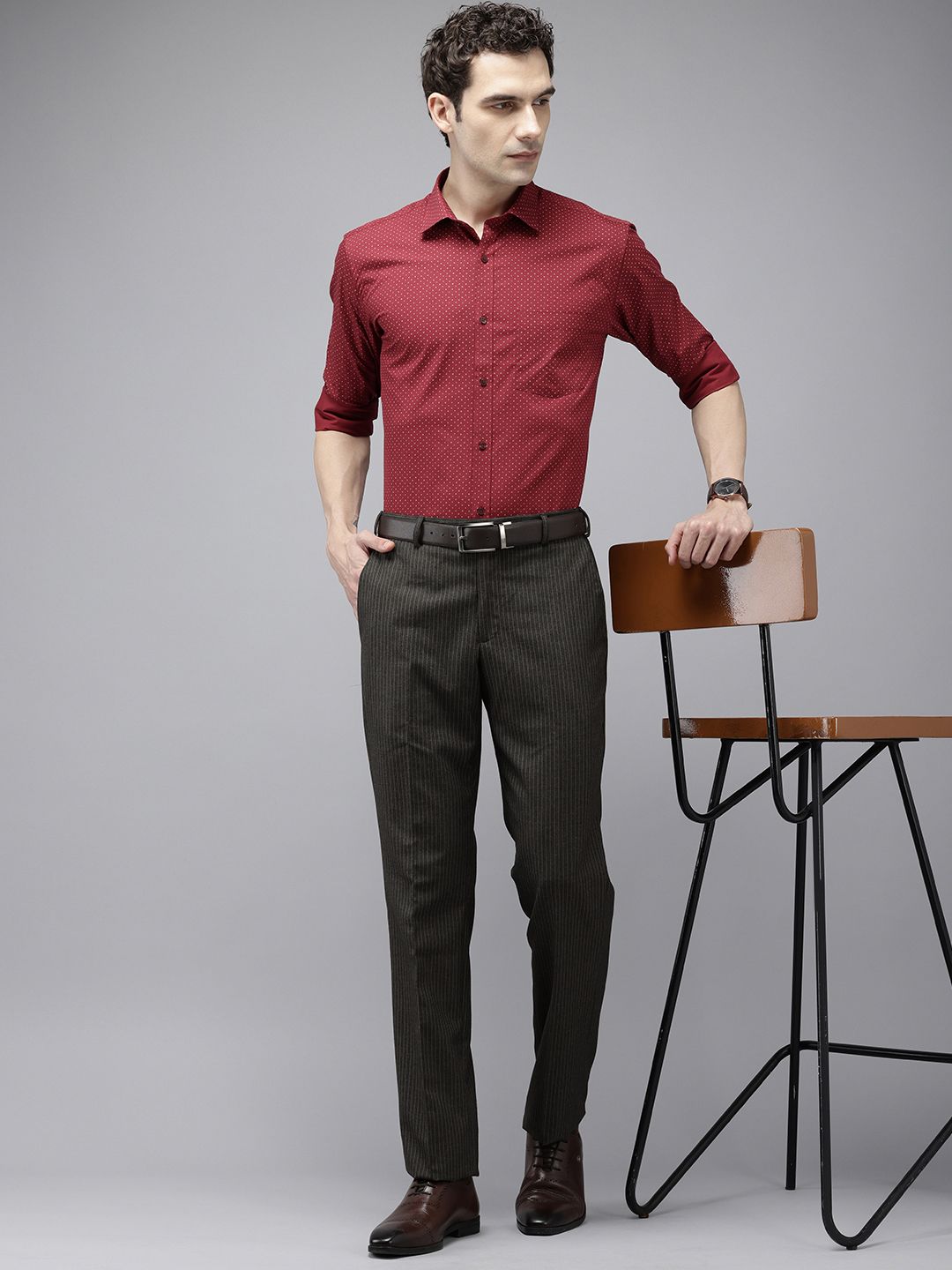 Park Avenue Men Striped Formal Trousers