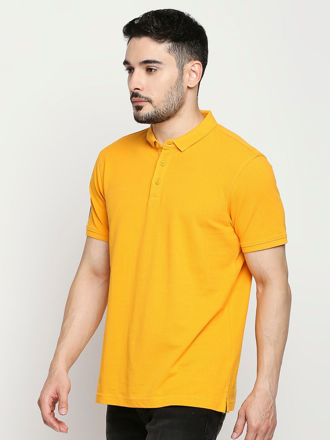 SPYKAR Men Yellow Polo Collar Applique Slim Fit T-shirt