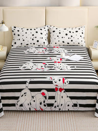 Story@home White Black Cotton 210 TC 1 King Double Bedsheet with 2 Pillow Covers