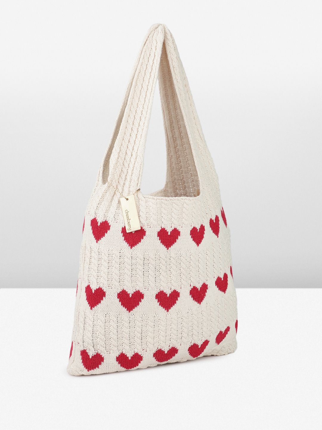 DressBerry Heart Crocheted Shopper Tote Bag