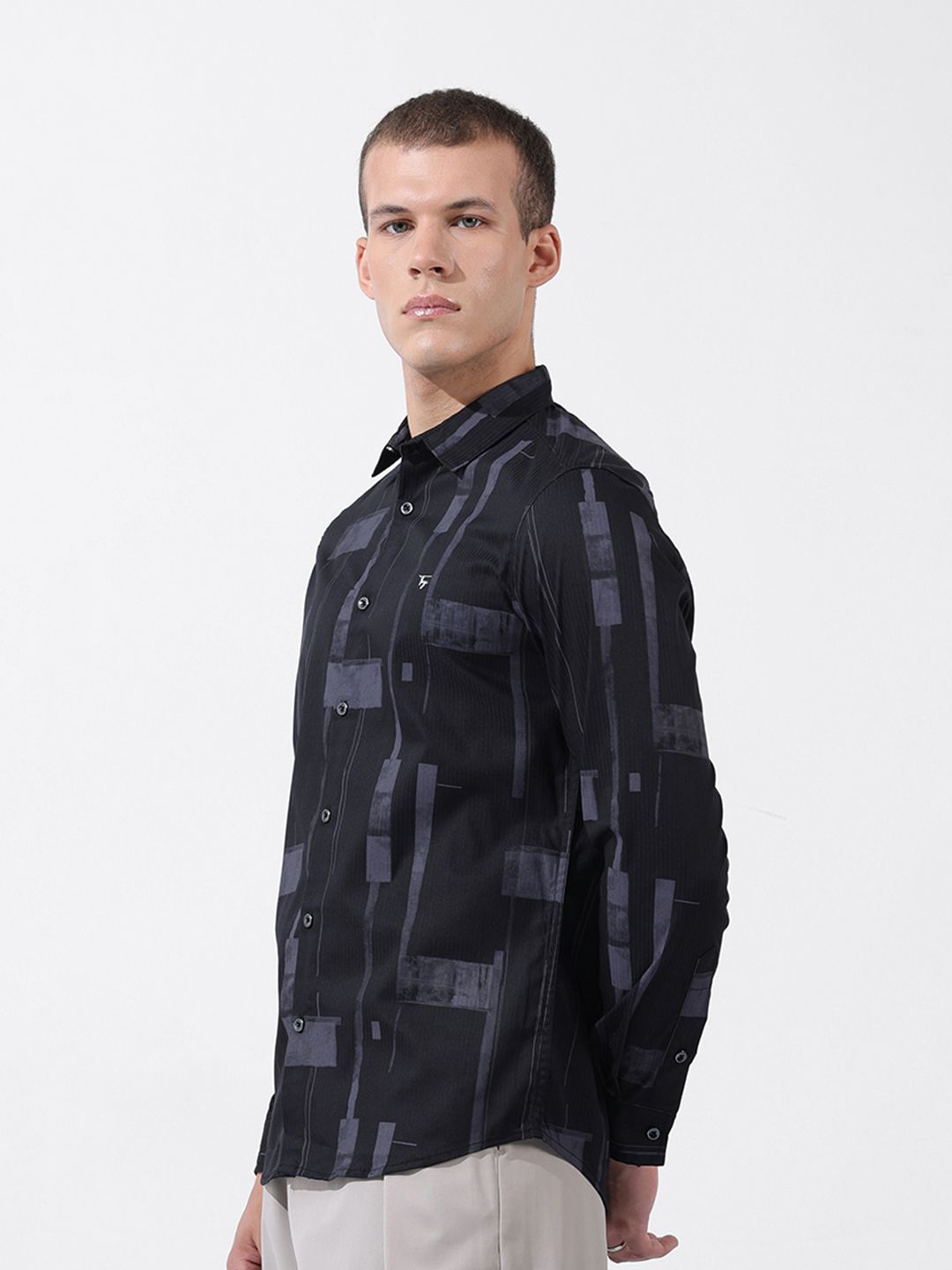 The Indian Garage Co Men Slim Fit Textured Party Shirt