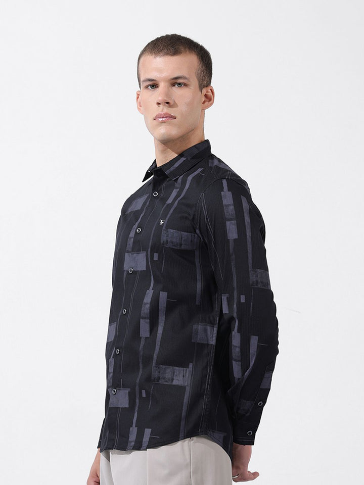 The Indian Garage Co Men Slim Fit Textured Party Shirt