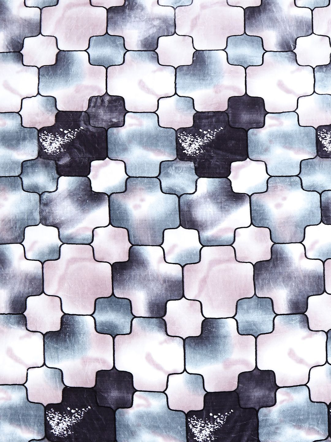 Monte Carlo Blue & Black Geometric Printed Mild Winter 600 GSM Double Bed Blanket