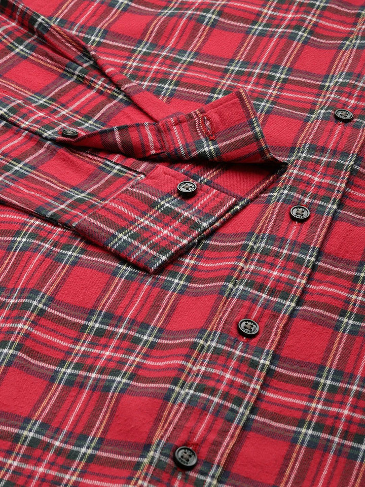 THE BEAR HOUSE Men Slim Fit Tartan Checks Pure Cotton Casual Shirt