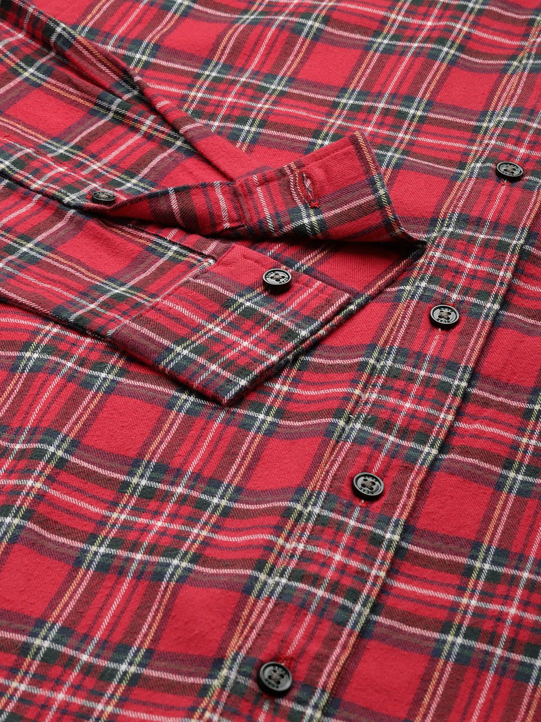 THE BEAR HOUSE Men Slim Fit Tartan Checks Pure Cotton Casual Shirt