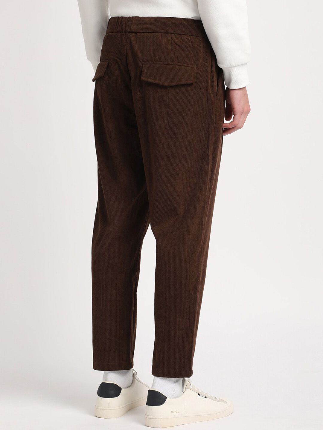 THE BEAR HOUSE Men Relaxed Loose Fit Corduroy Cotton Pleated Regular Trousers