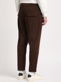 THE BEAR HOUSE Men Relaxed Loose Fit Corduroy Cotton Pleated Regular Trousers