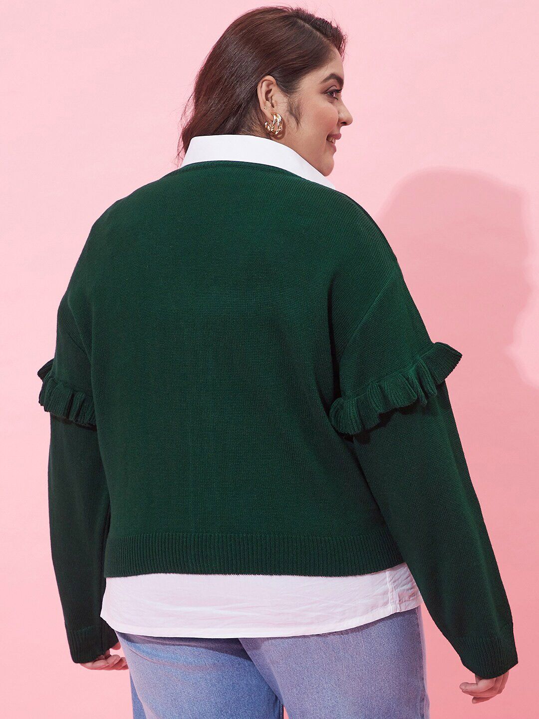 CURVY STREET Women Plus Size Acrylic Cardigan