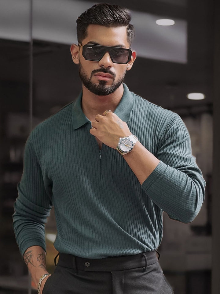 Powerlook Men Solid Polo Collar Cotton T-shirt