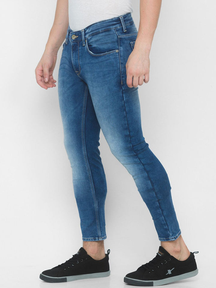 SPYKAR Men Blue Skinny Fit Low-Rise Pure Cotton Heavy Fade Jeans