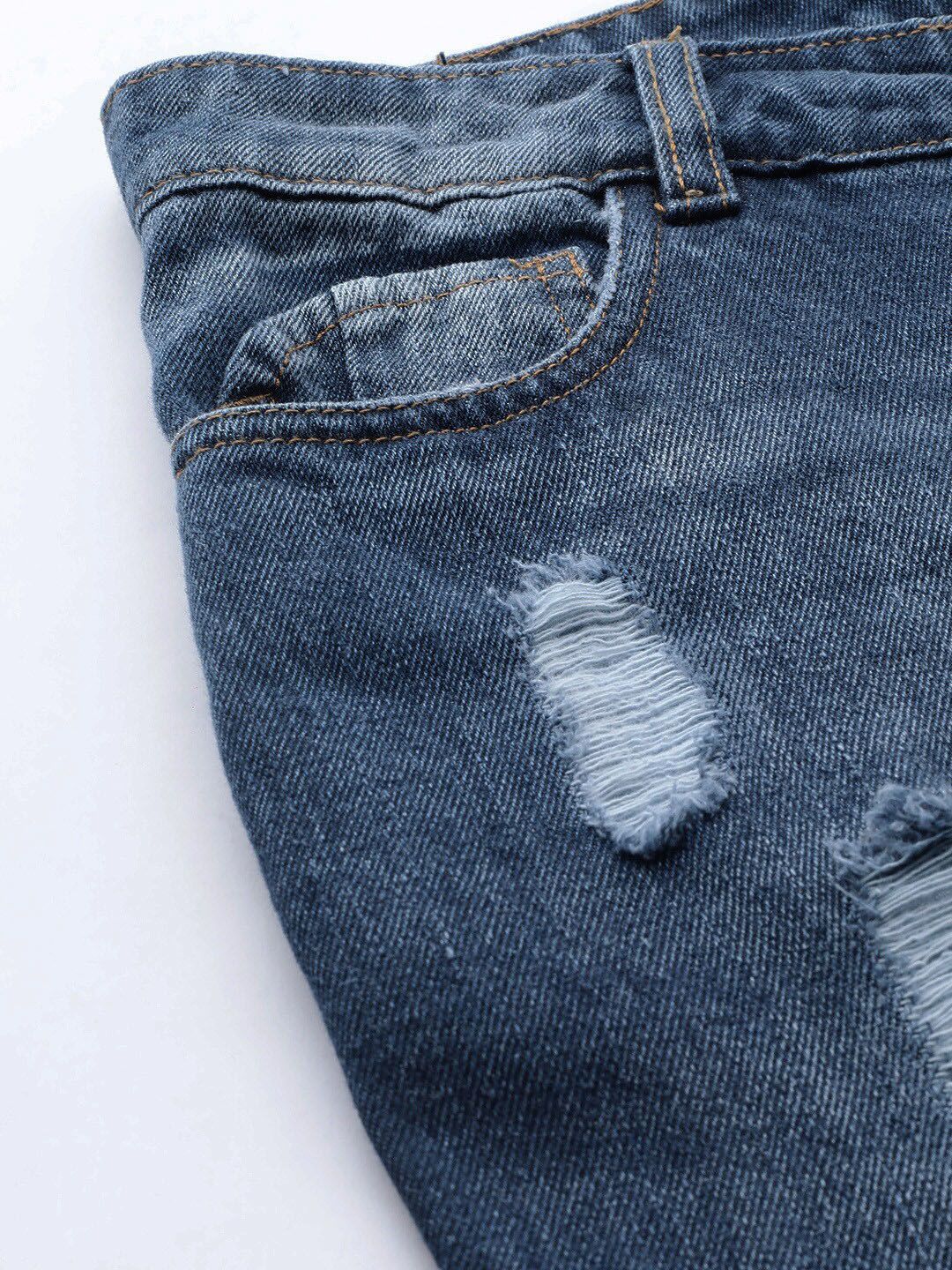 STREET 9 Women Blue Relaxed Fit Mid-Rise Highly Distressed Jeans