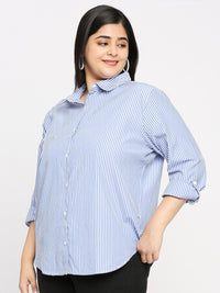 Style Quotient Plus Size Striped Smart Formal Shirt