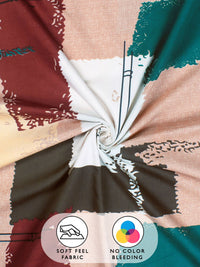 Story@home Arena Peach-Coloured & White Printed 180 TC Queen Bedsheet with 2 Pillow Covers