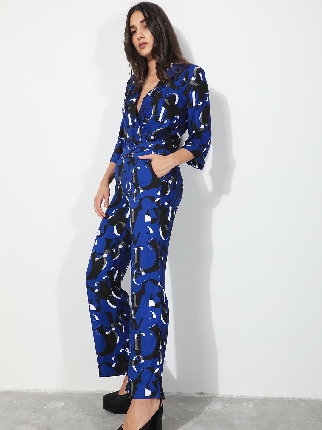 RAREISM Women Typography Printed Slim Fit High-Rise Cotton Parallel Trousers