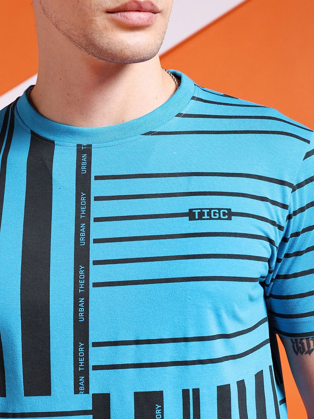 The Indian Garage Co Geometric Printed Round Neck T-shirt