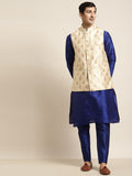 SOJANYA Kurta Biru Lelaki dengan Piyama & Jaket Nehru
