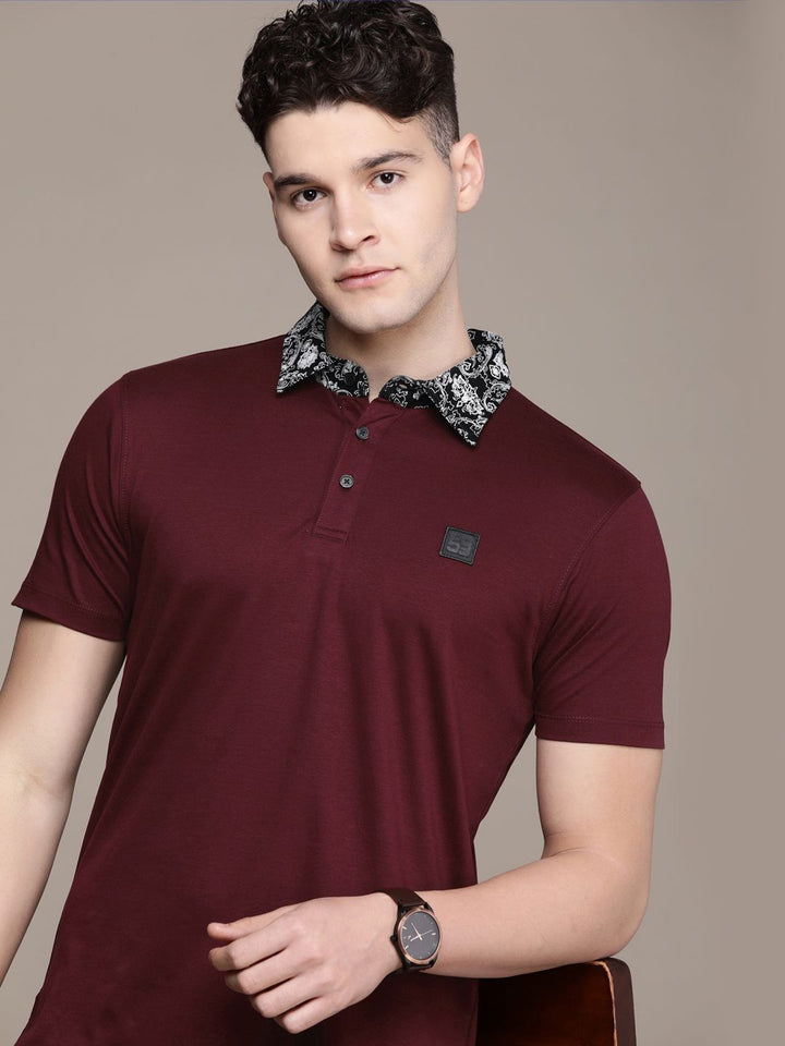 French Connection Solid Polo Collar Pure Cotton T-shirt