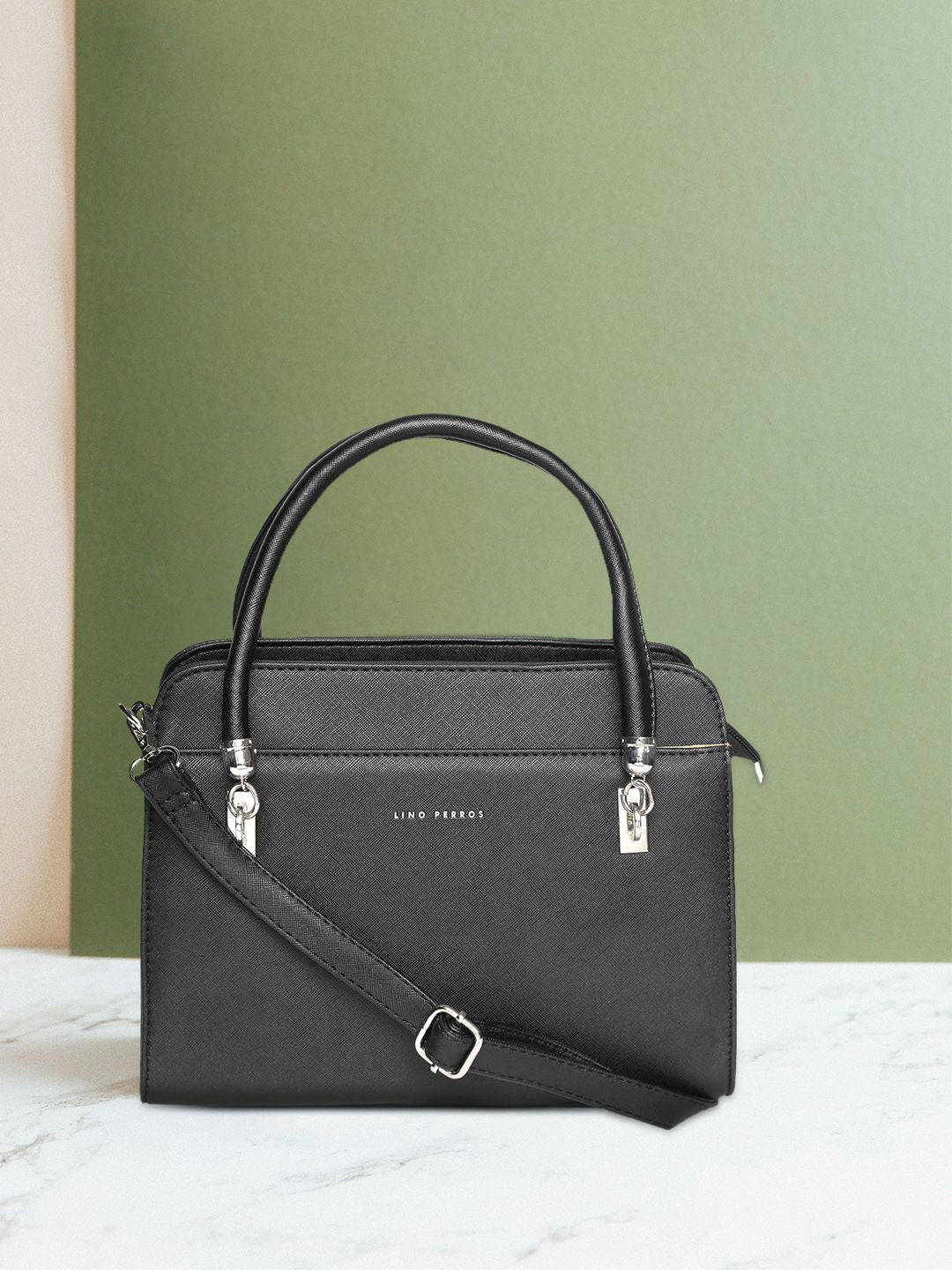 Lino Perros Black Solid Handheld Bag