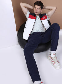 The Indian Garage Co Men Navy Blue Solid Slim Fit Cargo Joggers