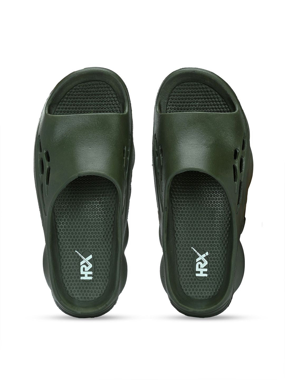 HRX by Hrithik Roshan Men Olive Green Rubber Sliders