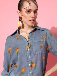 STREET 9 Women Blue Graphic Shirt