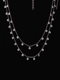 PRIONI 925 Sterling Silver Rose Gold-Plated CZ Beads Necklace
