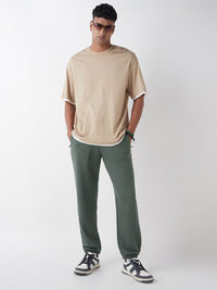 Bewakoof Men's Grey Oversized Mid Rise Joggers