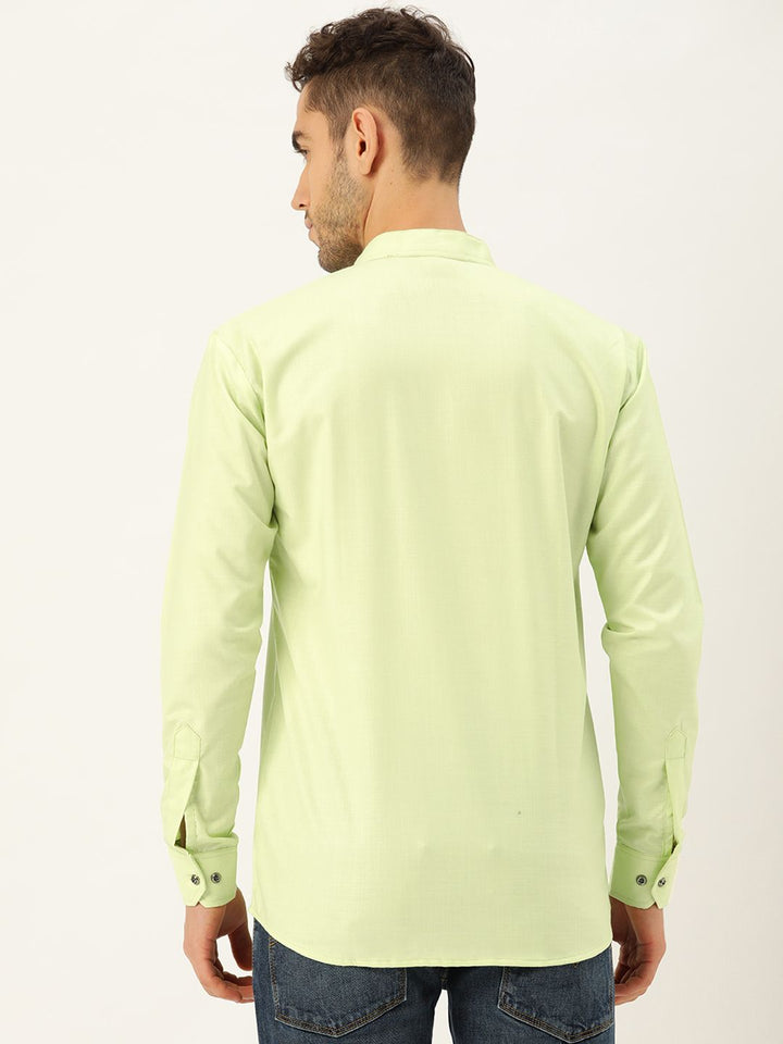 SOJANYA Kurta Lurus Pepejal Hijau Limau Lelaki