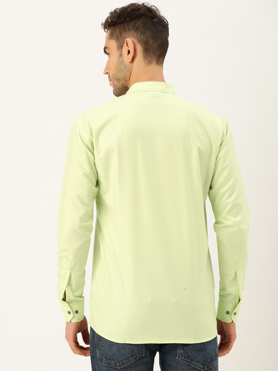 SOJANYA Kurta Lurus Pepejal Hijau Limau Lelaki