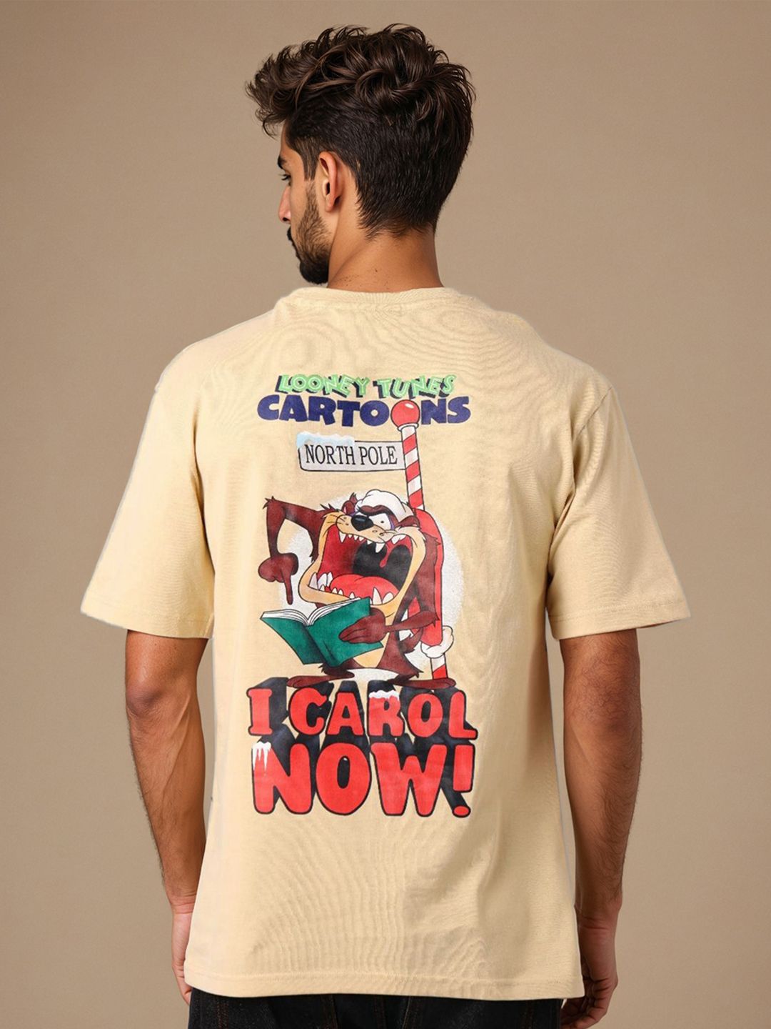 The Indian Garage Co Men Looney Tunes Graphic Printed Round Neck Pure Cotton Boxy T-shirt