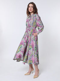 Rareism A-line Geo Floral Midi Dress