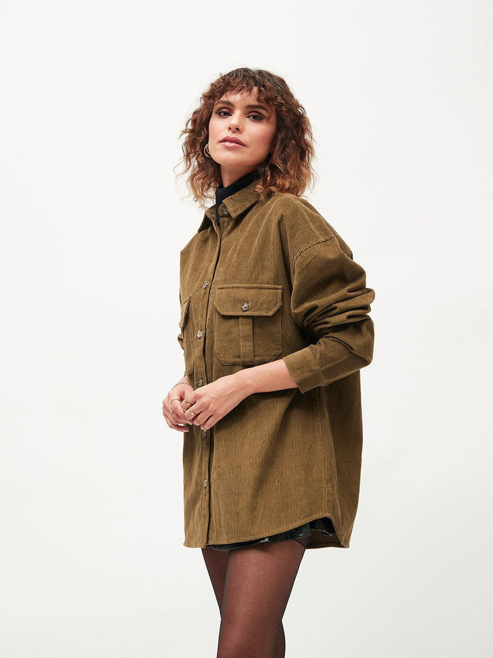 SASSAFRAS Spread Collar Pure Cotton Oversized Shackets
