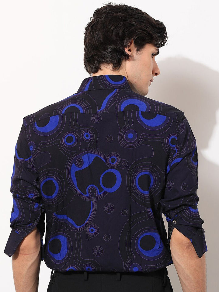 RARE RABBIT Men Inlet Printed Slim Fit Cotton Shirt