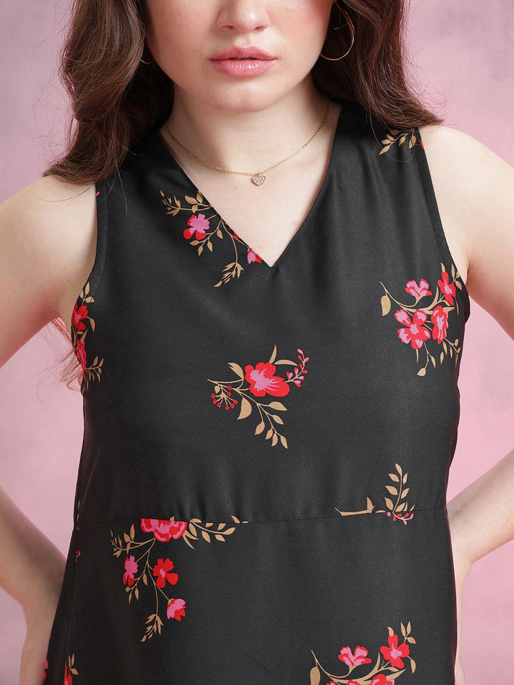 DressBerry Floral Print A-Line Midi Dress