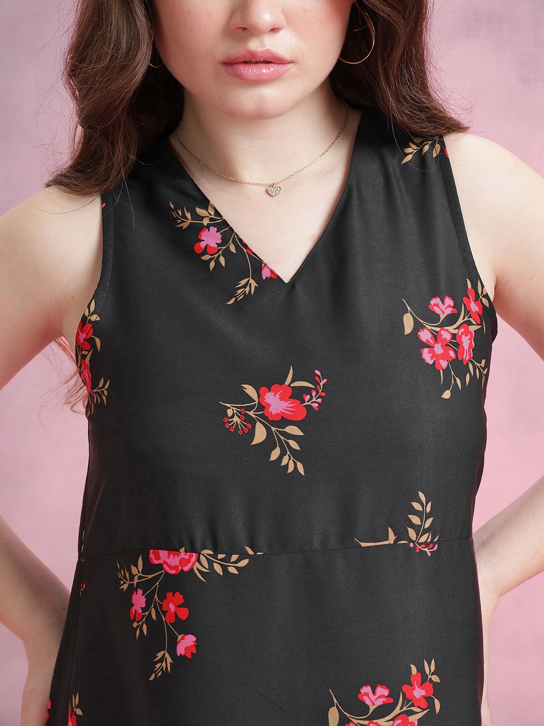 DressBerry Floral Print A-Line Midi Dress