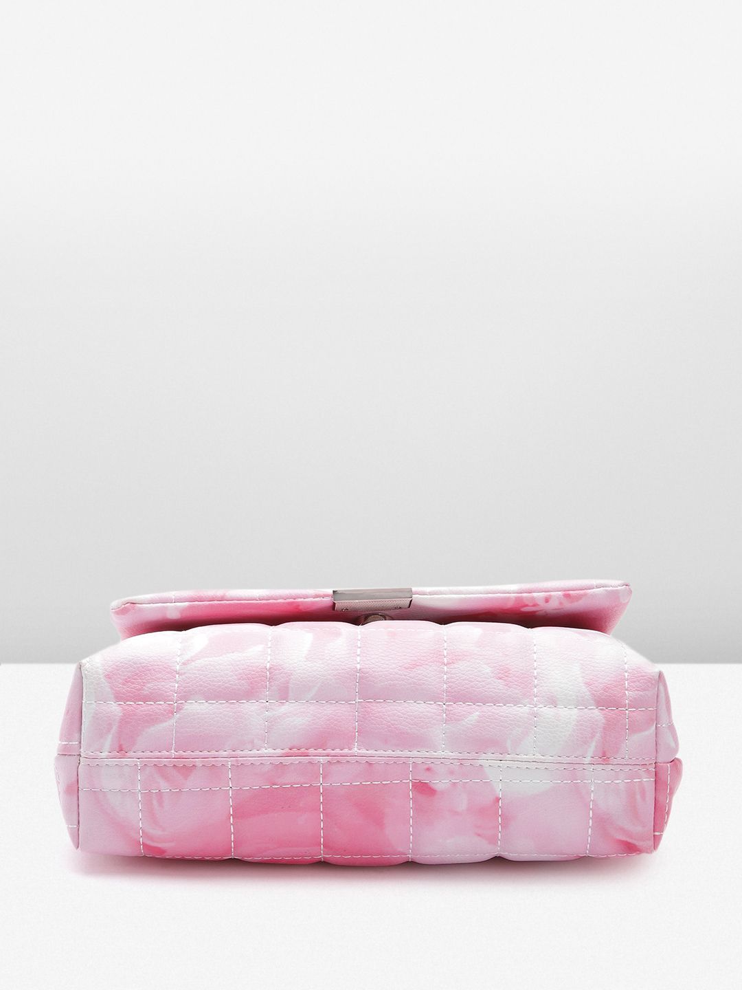 Lino Perros Floral Printed Structured Shoulder Bag with Quilted Detail