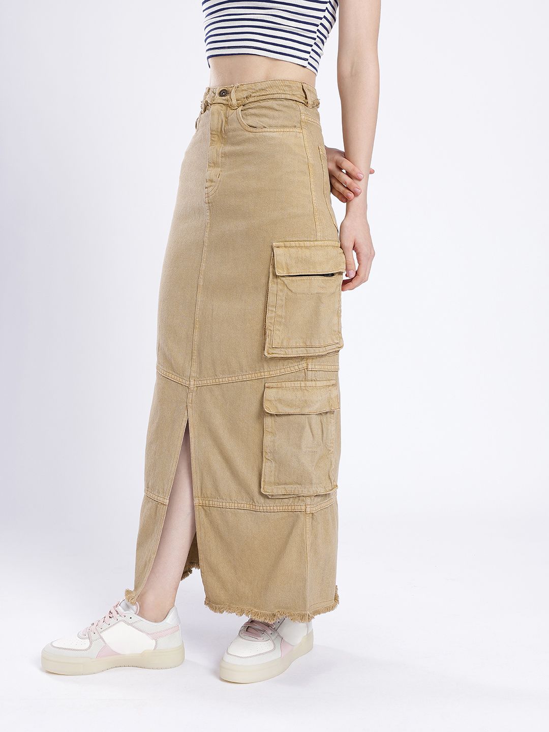 DressBerry Versatile Vogue Cargo Style Denim Maxi Skirt