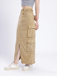 DressBerry Versatile Vogue Cargo Style Denim Maxi Skirt