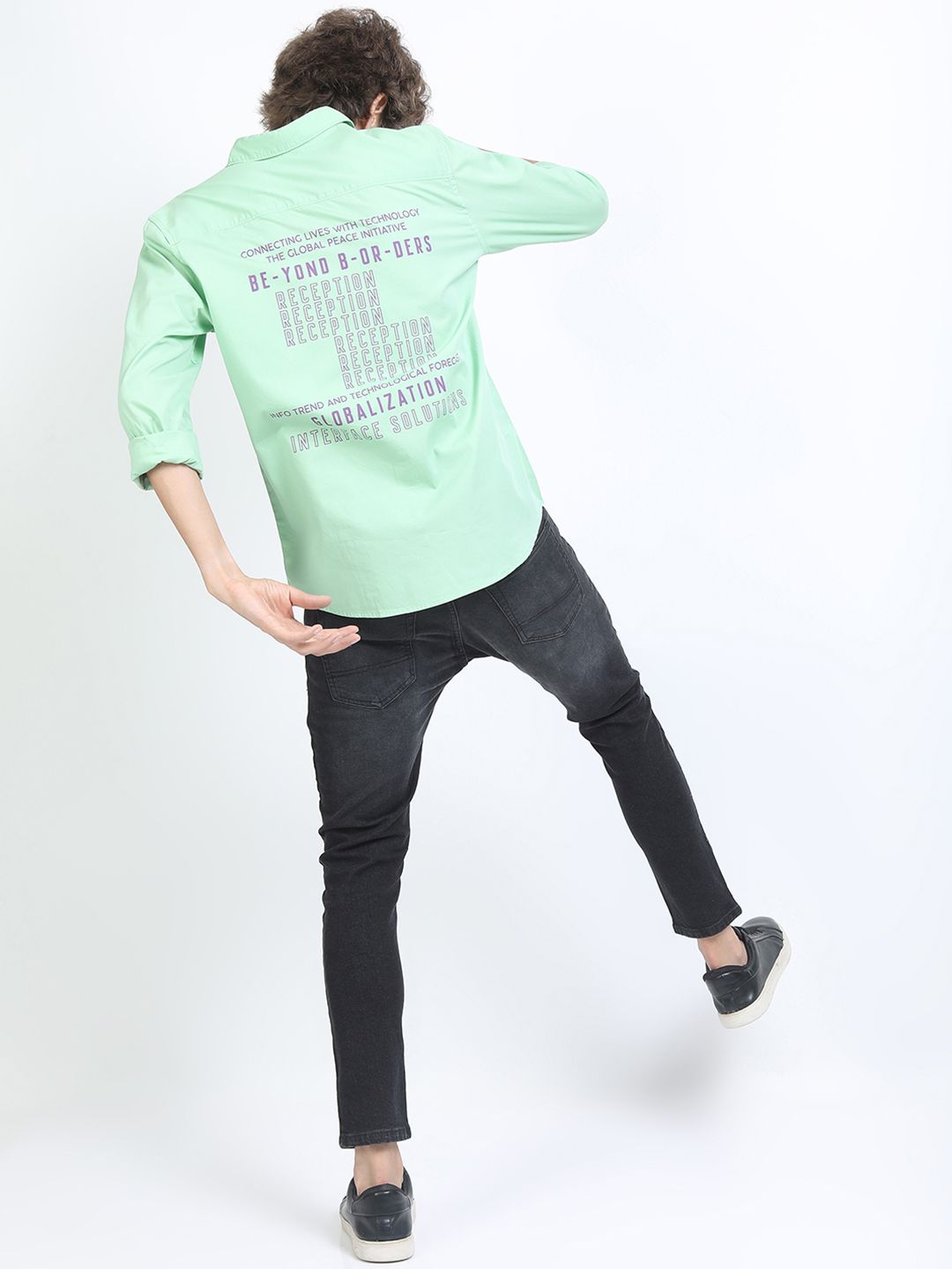 HIGHLANDER Men Green Slim Fit Printed Casual Shirt