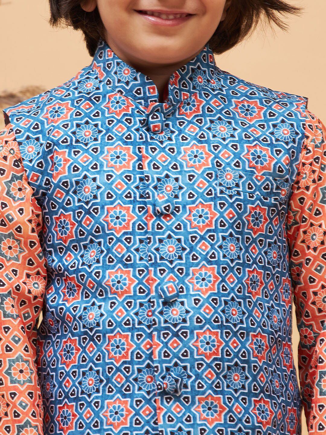 VASTRAMAY Boys Printed Nehru Jacket