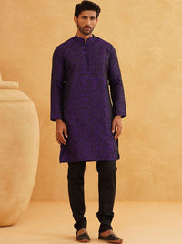 SOJANYA Geometric Woven Design Regular Straight Kurta With Churidar