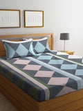 KLOTTHE Kelabu Kapas Geometrik 300 TC Cadar King Superfine dengan 2 Sarung Bantal-250 x 225 cm