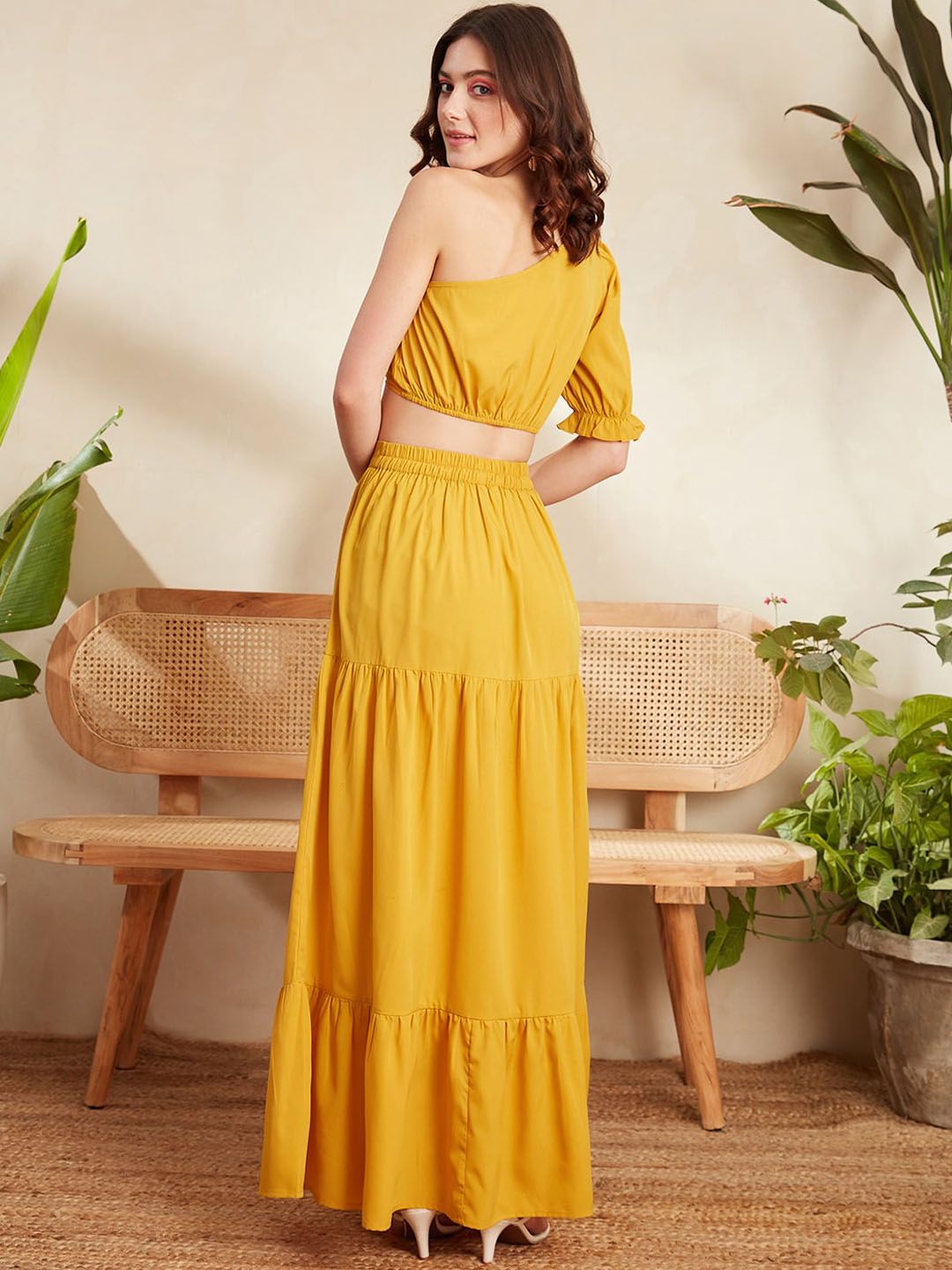 Berrylush One Shoulder Cropped Top With Maxi Skirt