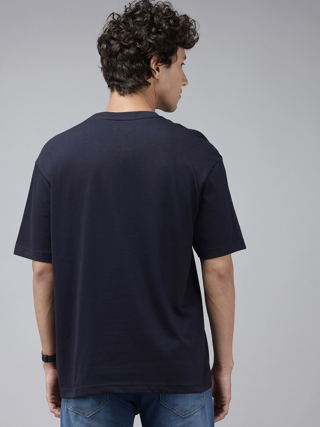 SPYKAR Brand Logo Printed Drop-Shoulder Sleeves Oversized T-shirt