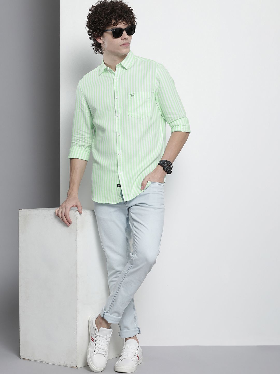 The Indian Garage Co Men Pinstripes Striped Casual Shirt