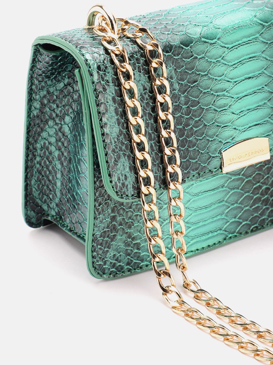 Lino Perros Snakeskin Textured Structured Shoulder Bag
