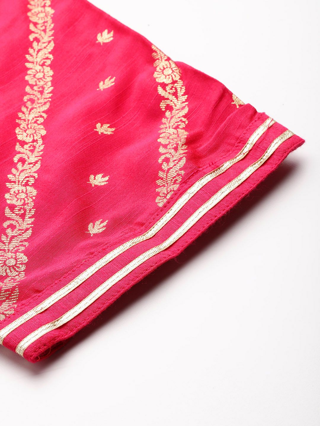 Anouk Ethnic Motifs Printed Pleated Gotta Patti Kurta with Trousers