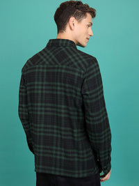 HIGHLANDER Checked Spread Collar Long Sleeves Flannel Checked Shirt