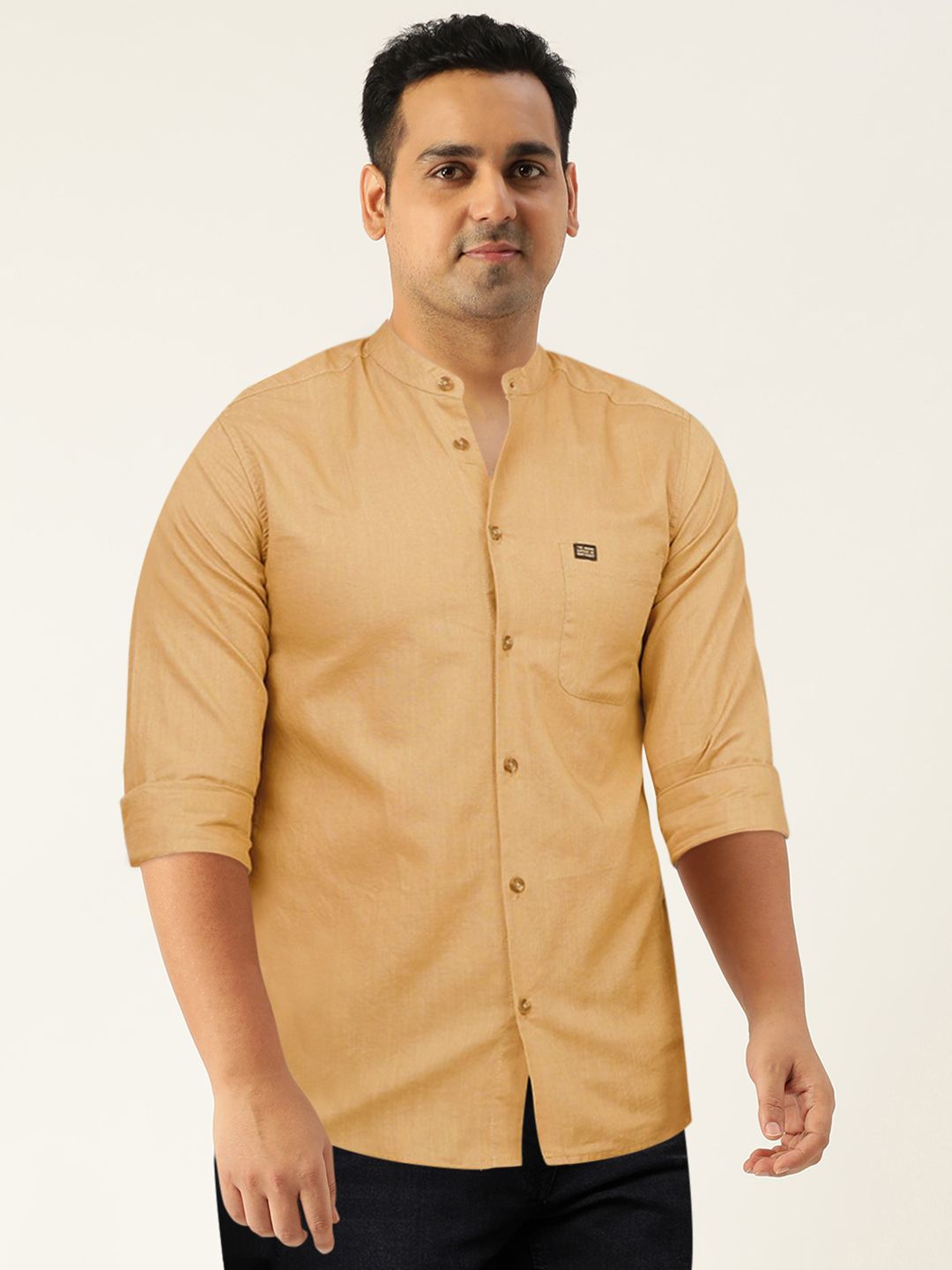 The Indian Garage Co Men Khaki Pure Cotton Casual Shirt